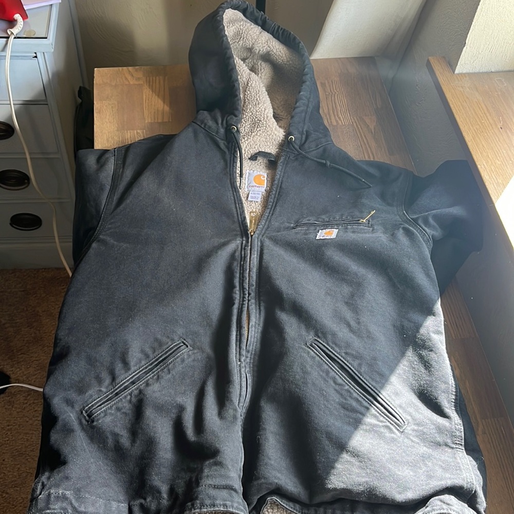 Carhartt loose fit washed duck insulated Sherpa lined jacket